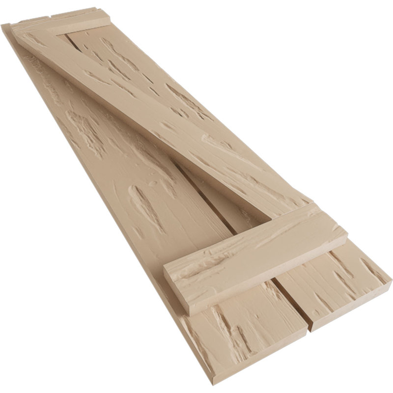 Volets rustiques en bois synthétique à deux planches espacées avec planche en Z (par paire), 11"