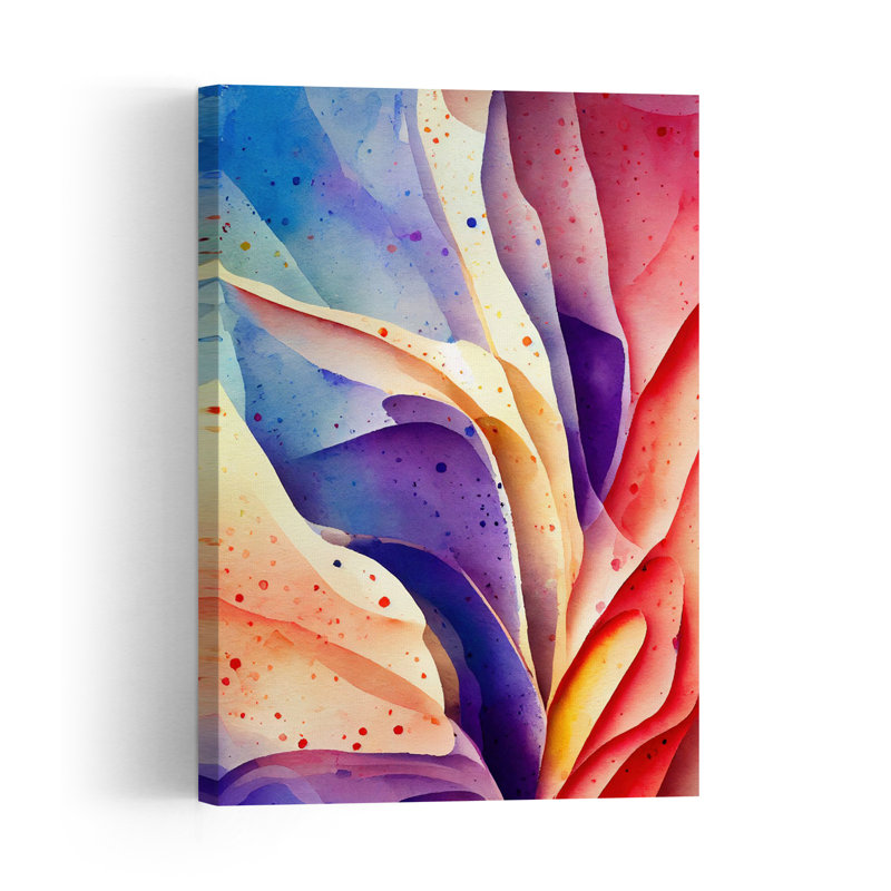 Vibrant Fluid Abstract Abstract Colorful Contemporary Violet Wall Art Print 1 Piece Wrapped Canvas Wall Art