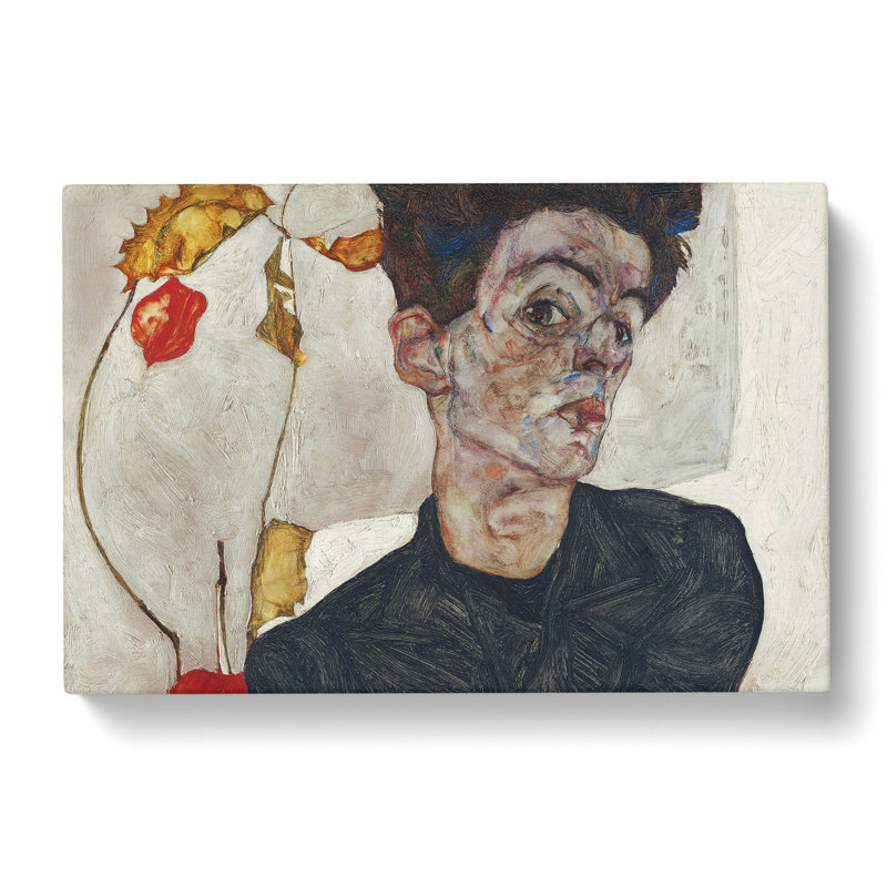 Self-Portrait Vol.2 by Egon Schiele - Wrapped Canvas Painting, 50cm H x 76cm W x 3cm D