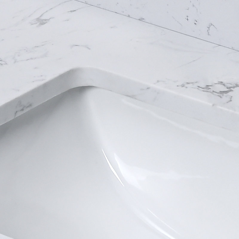 60" Single Bathroom Vanity Top in White with Sink