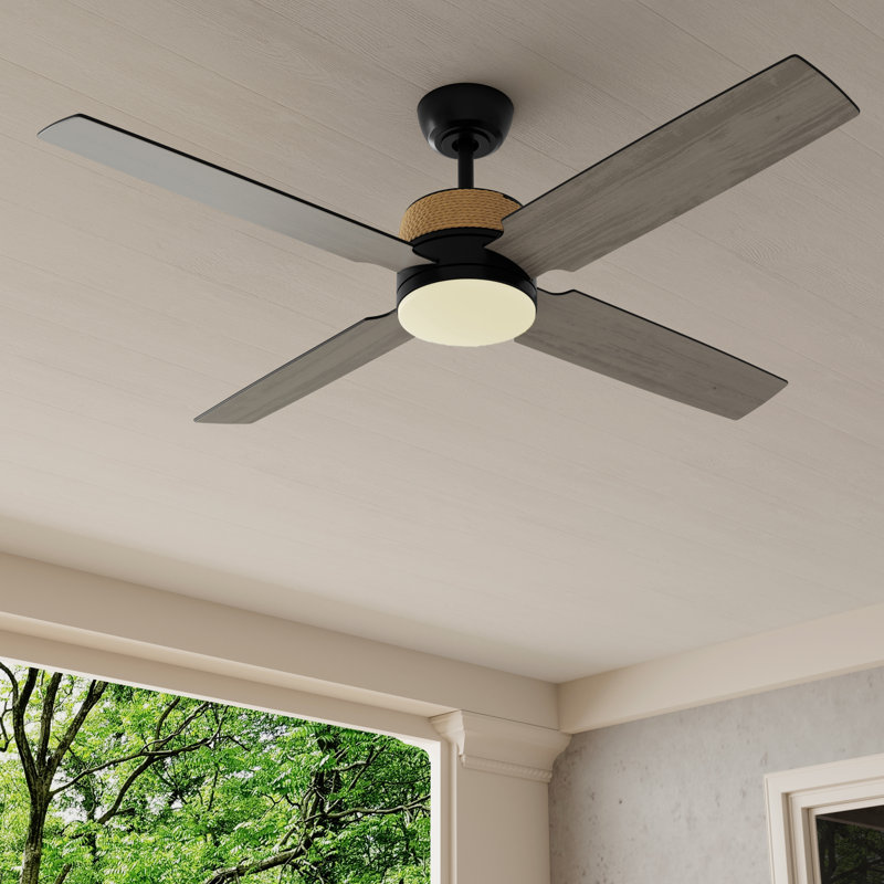 Ventilateur de plafond Shaffer II 56' avec éclairage DEL, Blanc satiné / gris anthracite délavé