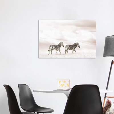 White Zebra Duo by Klaus Tiedge - Print on Canvas