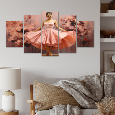 «Pink En Pointe Elegance Dance - Ballet Multipanel», art mural pour le salon