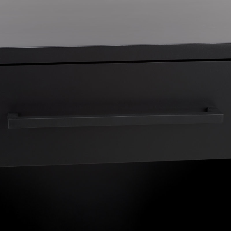 Abbiava 1 Drawer Wood Nightstand, Black