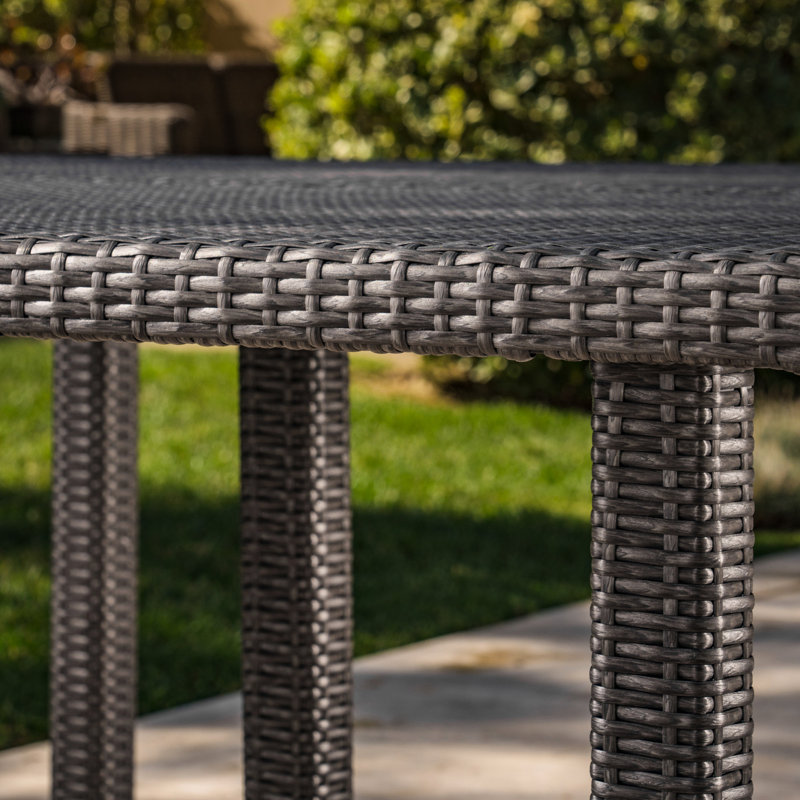 Grey 64" Square Outdoor Table - On Iron Support Frame Dining With Base, Gray