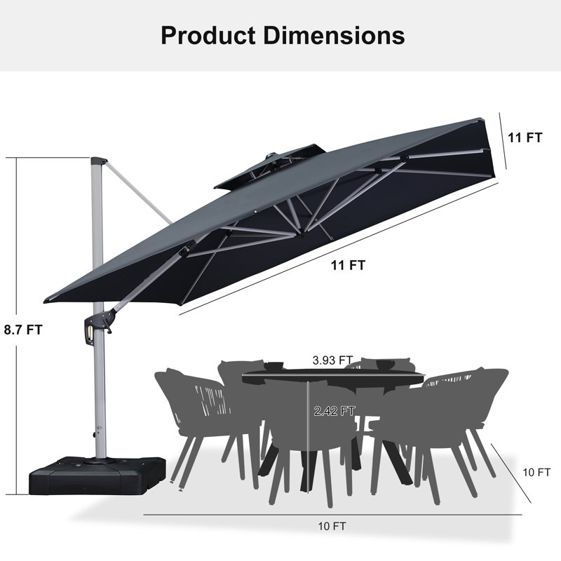 335cm Cantilever Parasol, Grey