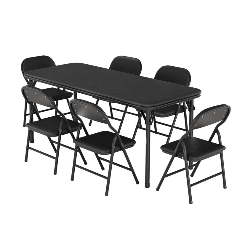 Ensemble de table pliante et chaises 7 pièces, ensemble de table d'activité et chaises, Noir