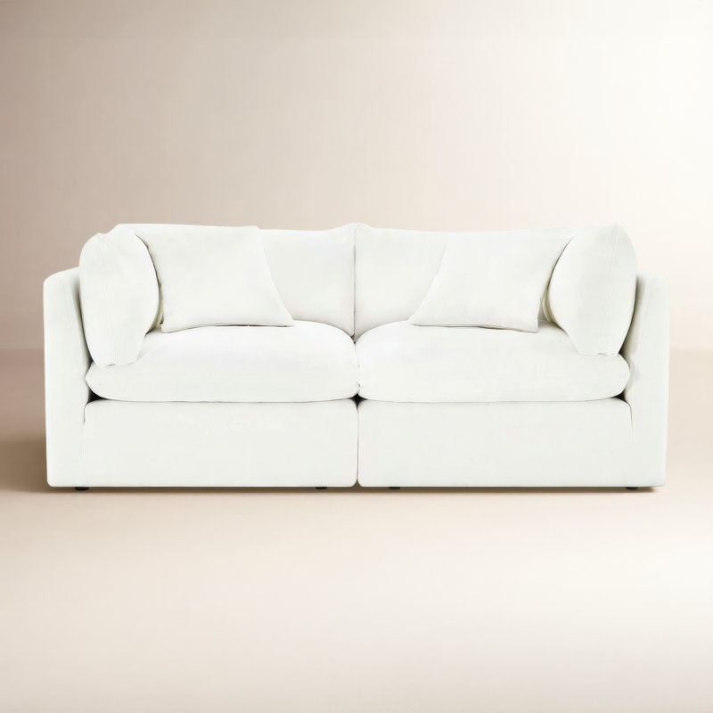 Canapé modulaire rembourré 81 po Annabella, Chenille Elite Performance texturée ivoire Elite