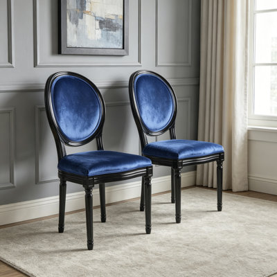 Ensemble de 2 chaises d'appoint rembourrées avec pieds cannelés French Country