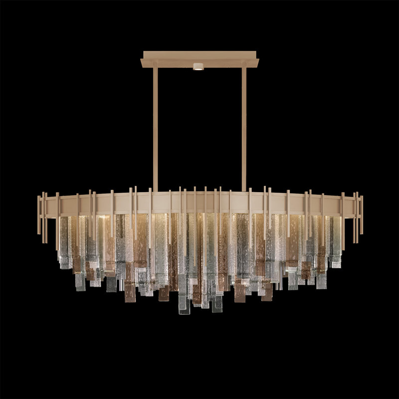 Luminaire suspendu DEL 19 lumières Arpeggio, Verre multi-tons, Doré