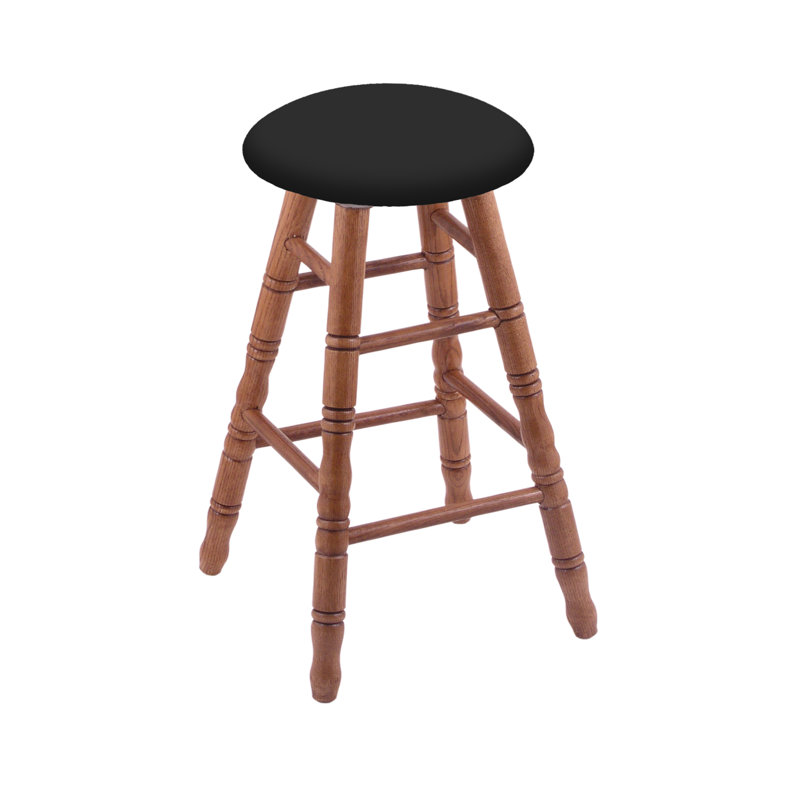 Tabouret tournant 30", Chêne médium, Vinyle noir, Tabouret de bar (siège d'une hauteur de 30 po)