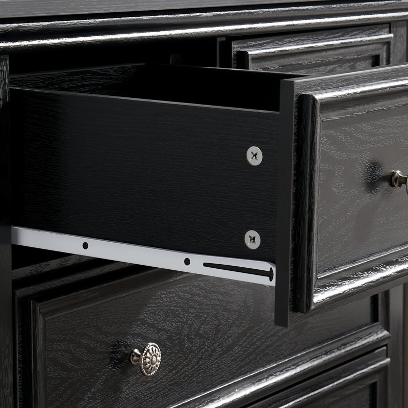 Commode moderne à 6 tiroirs, commode à tiroirs et rangement à vêtements pour le salon, Noir 1
