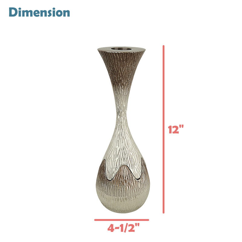 Aluminum Tabletop Candlestick, 12" H x 4.5" W x 4.5" D