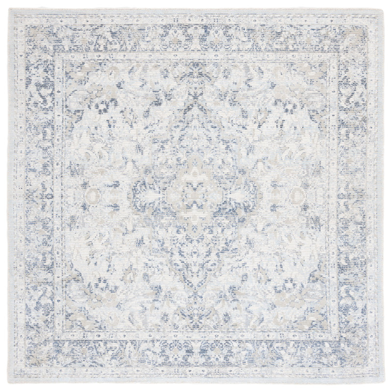 Abry Hand Loomed Wool/Viscose Oriental Rug in Ivory, Round 6'