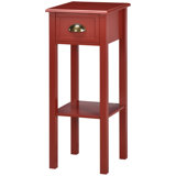 2-Tier Side Table With Drawer, Narrow End Table With Bottom Shelf