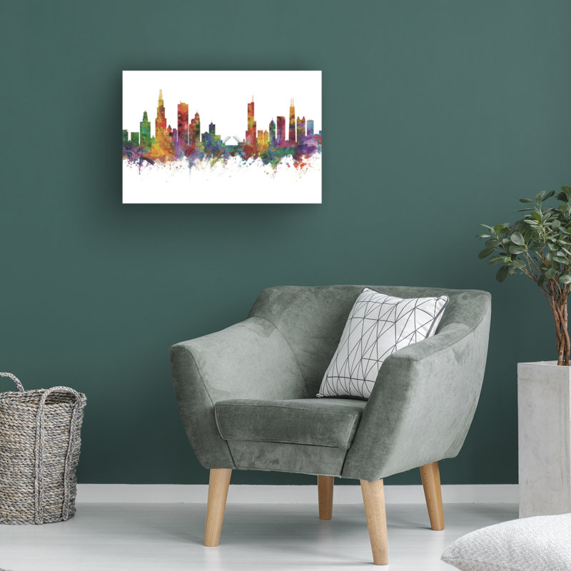 «Michael Illinois Skyline», art de Michael Tompsett, H 16 po x l 24 po x P 2 po