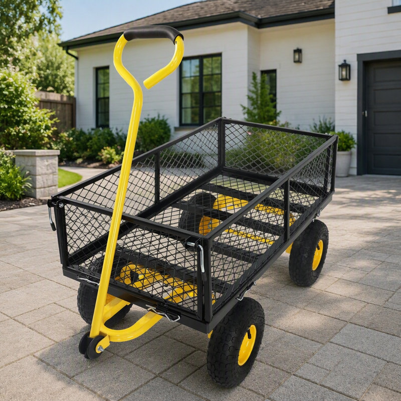 Chariot de jardin durable avec pneus gonflables pour faciliter le transport du bois de chauffage et les tâches les plus exigeantes
