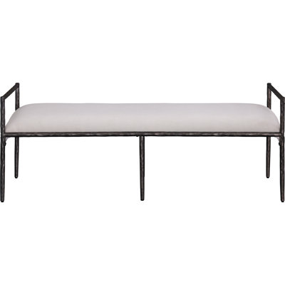 Axis Beige Linen Textured Fabric Upholstered Bench