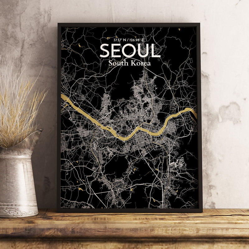 Seoul City Map - No Frame Print, 127.4cm H x 61cm W x 0.1cm D
