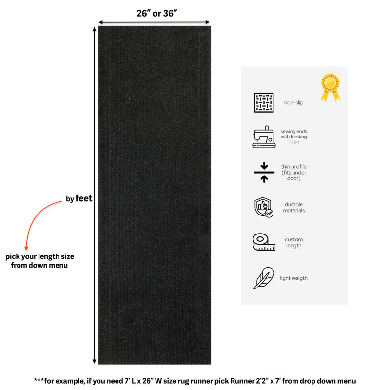 Tapis de couloir léger anthracite intérieur / extérieur antidérapant, Tapis de couloir 2 pi 2 po x 30 pi