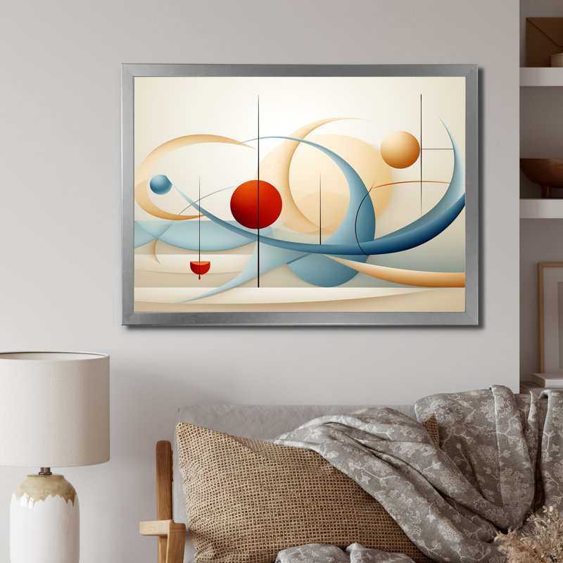 «Red Moon Retro Celestial Landscape I», reproduction sur toile, H 24 po x l 32 po x P 1 po, Cadre simple argenté