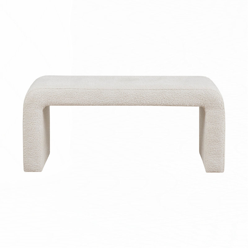 Boucle Waterfall Bench, 18" H x 42" W x 16" D, Cream