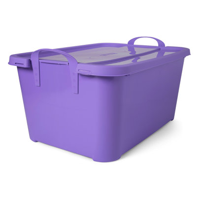 Bac de rangement empilable léger de 55 pintes Life Story, mauve, paquet de 12