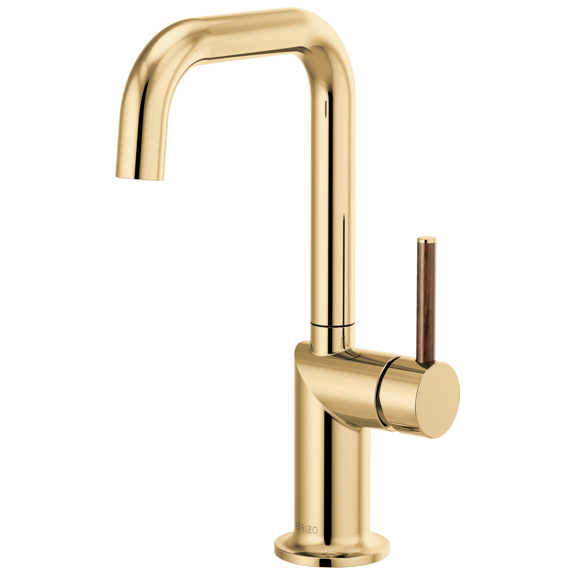 Odin® Bar Faucet with Square Spout, Polished Gold, Wood Lever