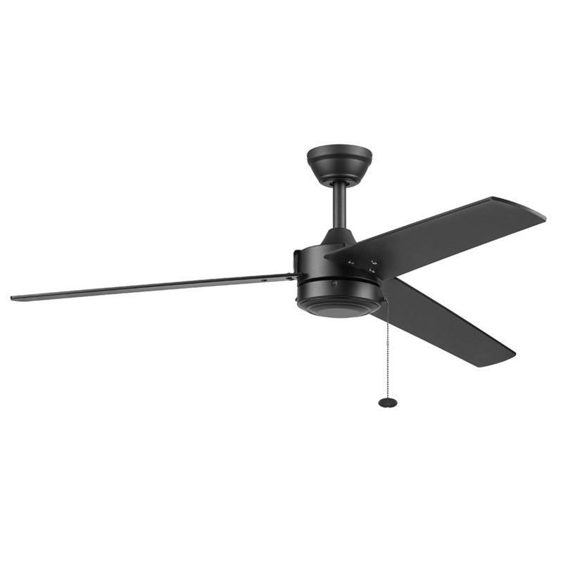 Tenant 52"  Indoor Outdoor Ceiling fan with Pull Chain, Matte Black