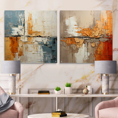 Chesten - Ensemble de 2 peintures murales abstraites en acrylique