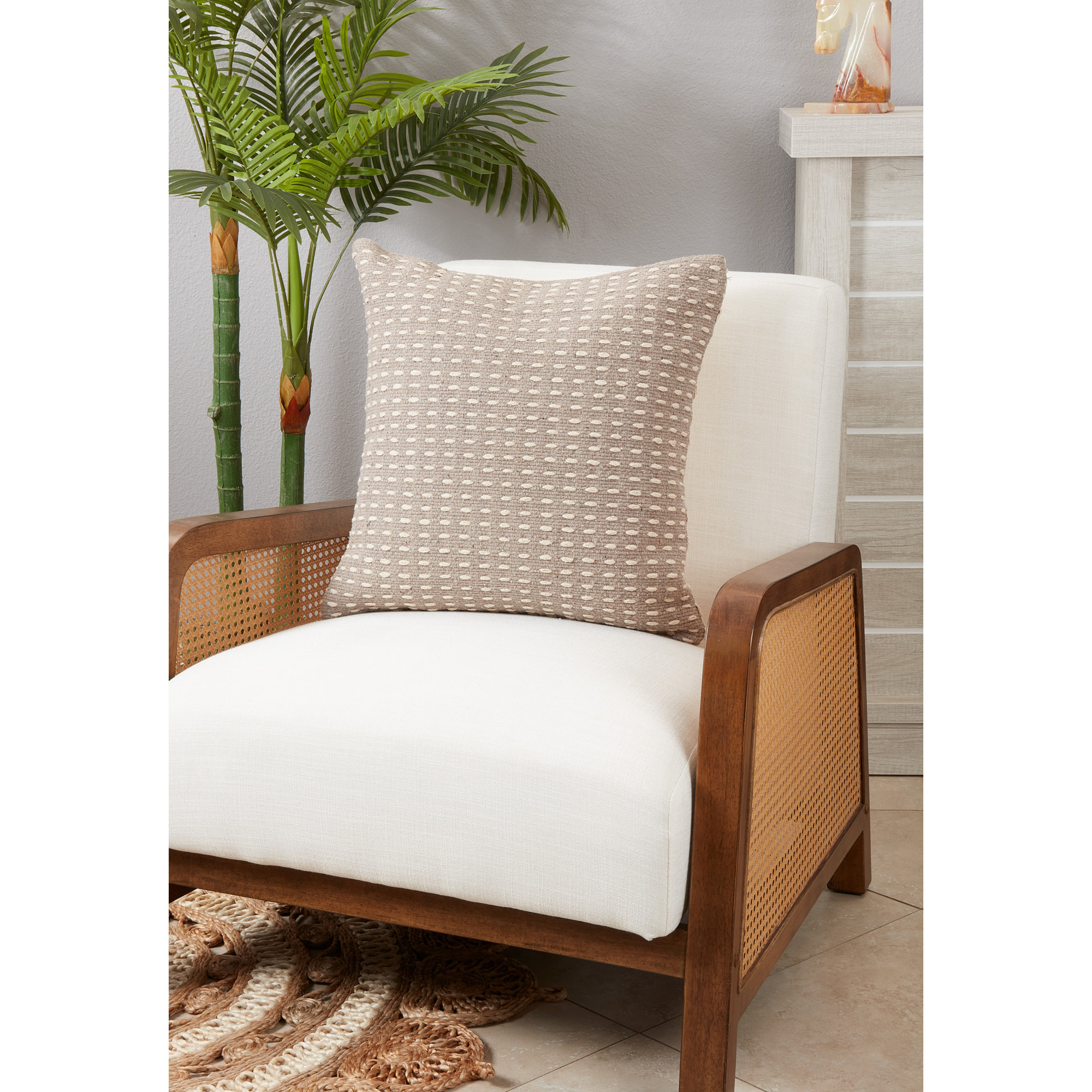 Elya Cotton Throw Pillow, Polyester/Polyfill, Gray