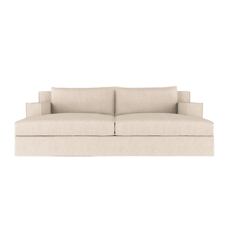 Mulberry Square Track-Arm Daybed with Flange Seam, Plush Velvet Oyster, Weathered