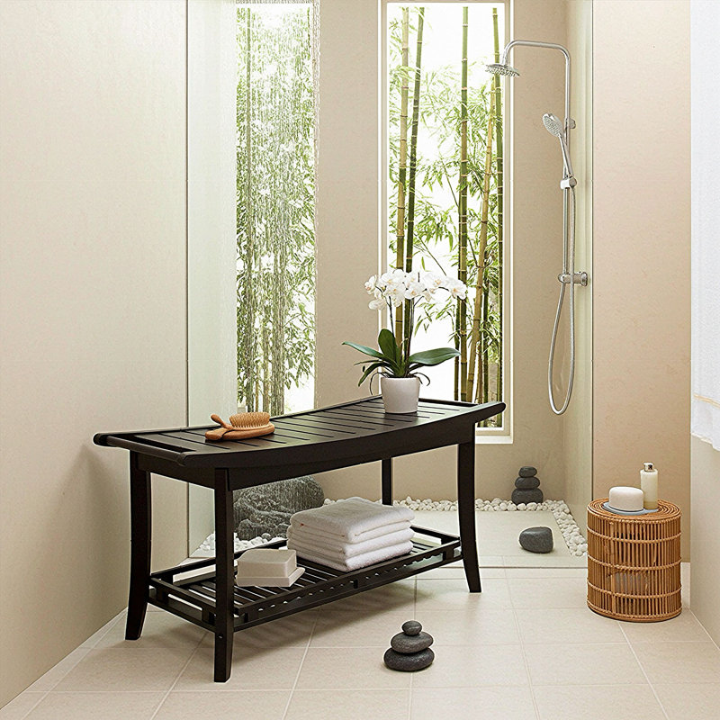 Talreja Solid Wood Spa Style Bench, Black