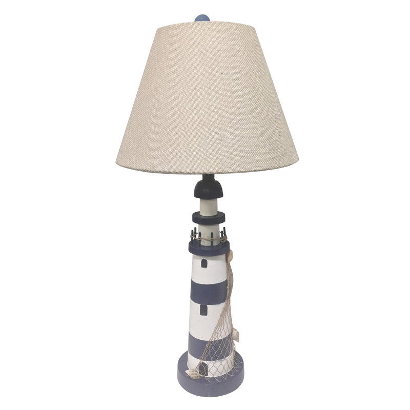 Siratro Lighthouse Blue/White Coastal USB Table Lamp (Set of 2) 