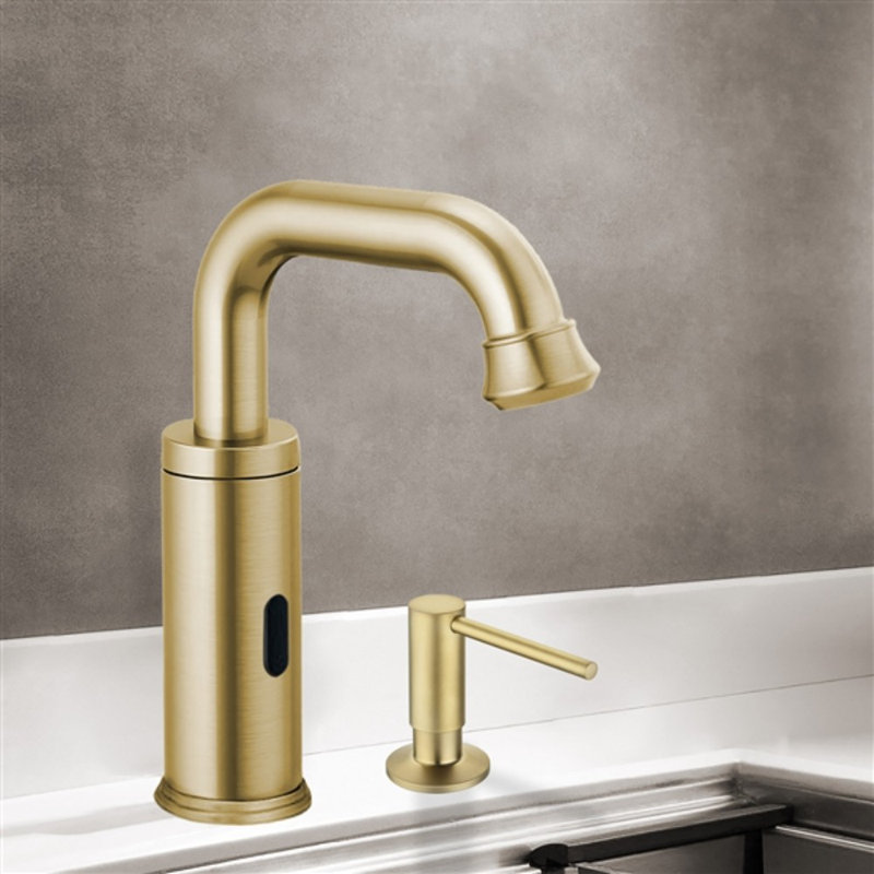 BathSelect Marsala Brushed Gold Commercial Touchless Automatic Sensor Faucet