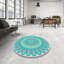 Fabriqué à la machine à partir de laine et de polyester gris/vert Tapis décoratif-551702842