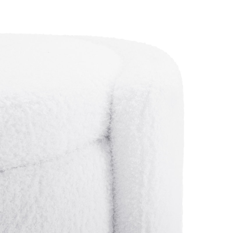 Repose-pieds avec rangement Sherpa, repose-pieds rond rembourré avec compartiment caché, siège d'appoint confortable, Blanc
