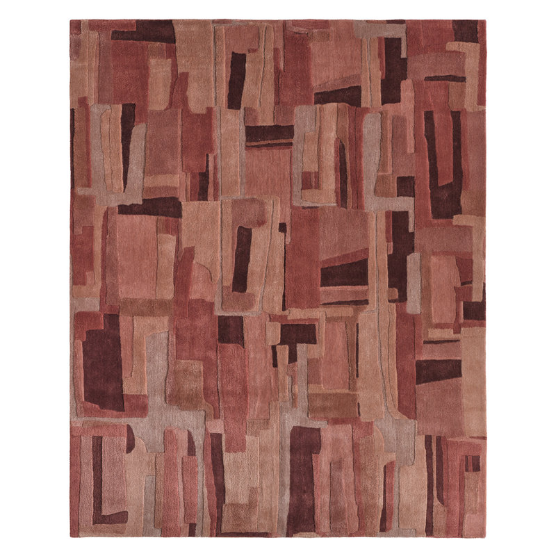 Oles CNO01 Tufted Patchwork Red Area Rug (18in Swatch), Rectangle 114 " x 162 "