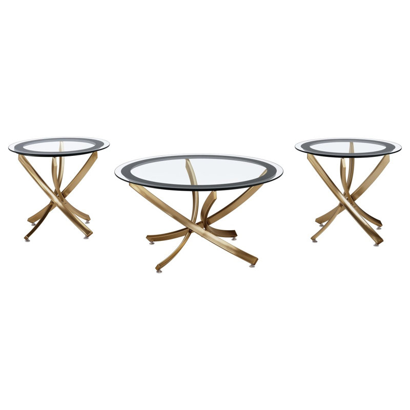 Ensemble de table basse et de table de bout Connors, Transparent / doré