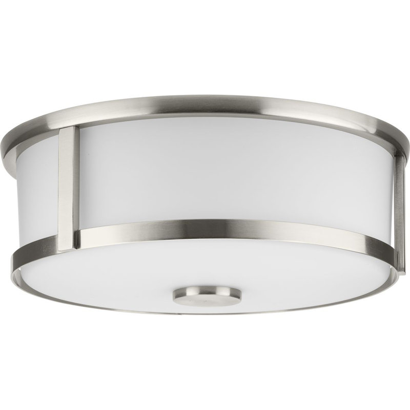 Plafonnier encastré en verre Assa, Nickel brossé, Verre opale brossé
