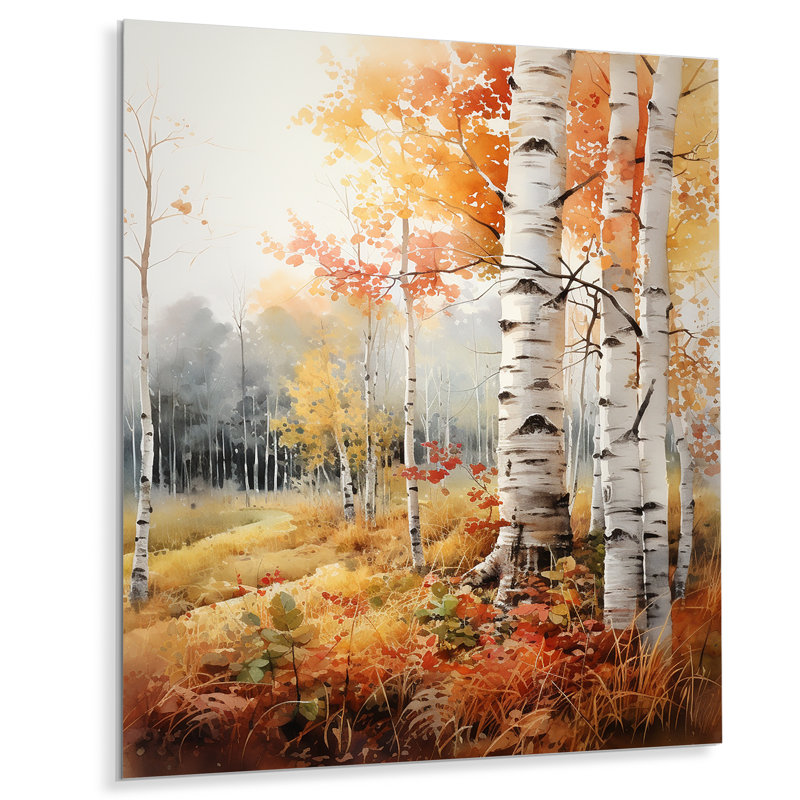 Décoration murale en bois Birch Woods Autumn - neuve en métal Floral, H 20 po x l 12 po x P 1 po