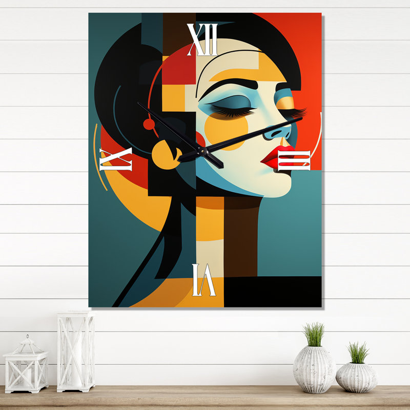 Horloge murale géométrique Art Deco, H 32 po x l 24 po x P 1 po