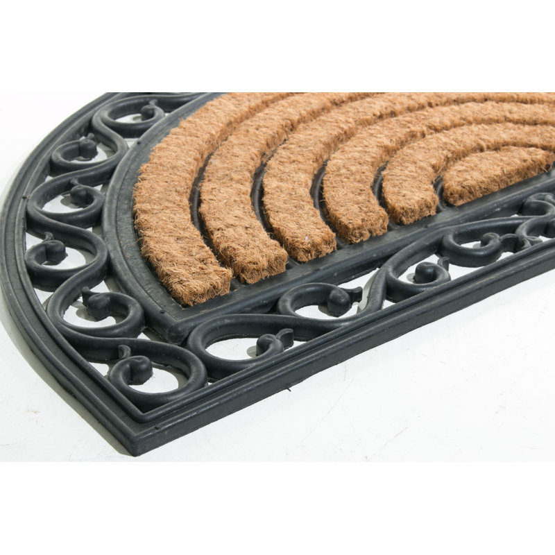 Tapis d'entrée antidérapant d'intérieur de 30 po x 18 po Needville, Demi-cercle 1 pi 6 po x 2 pi 6 po