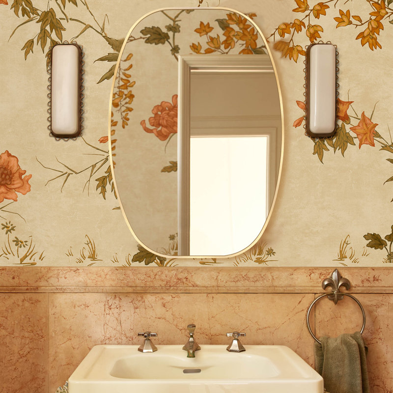 Miroir de salle de bain ovale, H 36 po x l 24 po, Or brossé