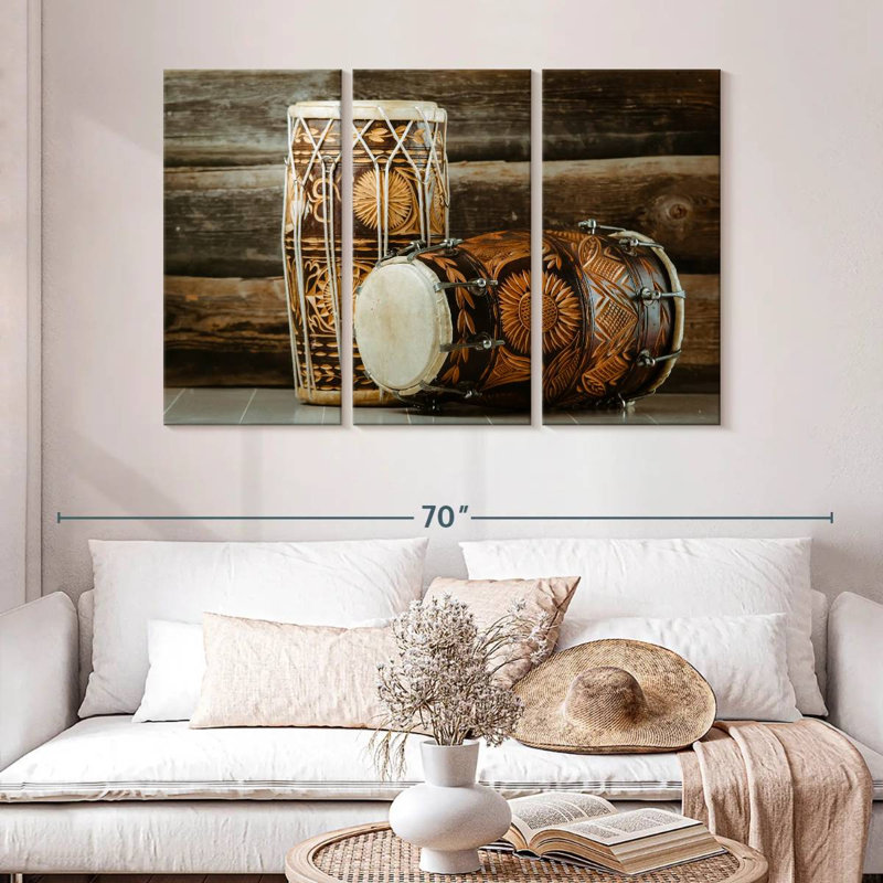 Abarca Indian Dholak Drums, 32" H x 50" W