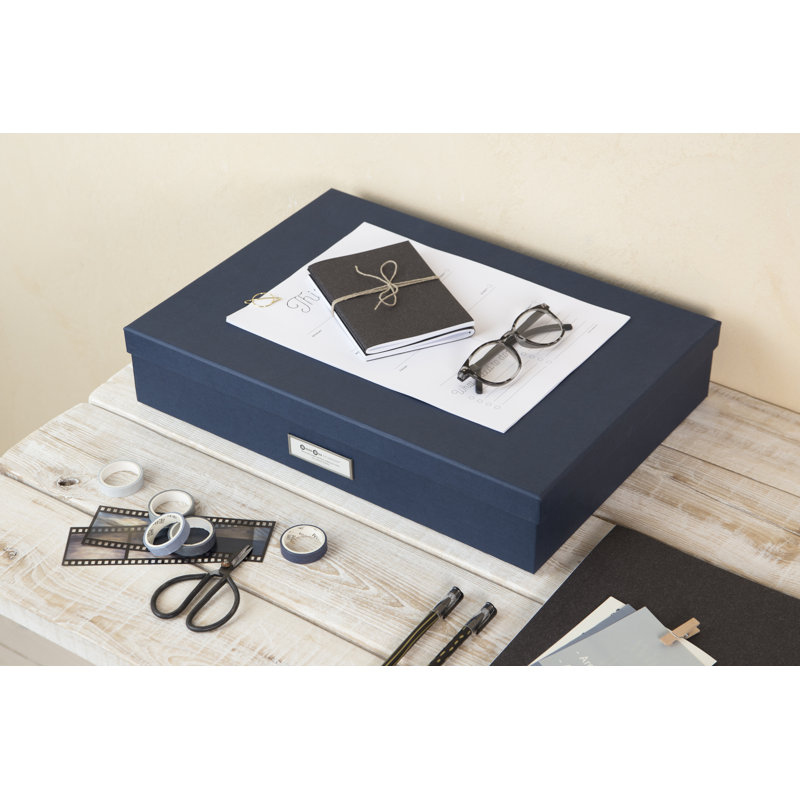 Bigso Sverker Fiberboard Legal and Art Storage Box for Papers, Navy Blue