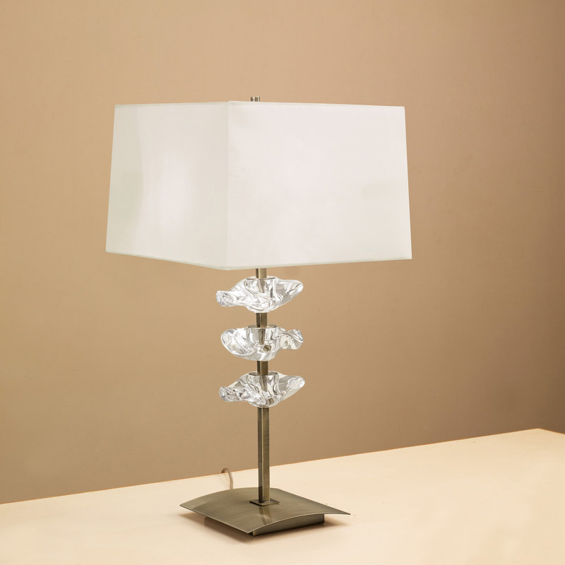 Metal Table Lamp, Gold/Beige