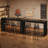 63-Inch Bar Table, Modern Counter Height Pub Dining Table with Metal Footrest, Narrow Rectangular Home Bar Unit for Kitchen, Dining Room, Living Room, Bistro, Black (Set of 2)