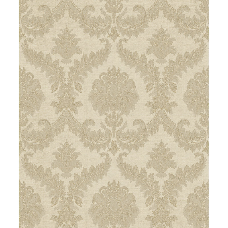 Elna 10m x 53cm 3D Embossed Metallic Finish Wallpaper Roll, Beige