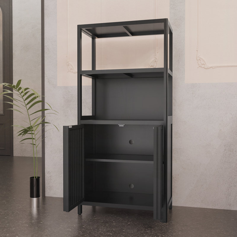 Armoire de rangement en bambou, armoire de salle de bain autoportante avec 2 portes